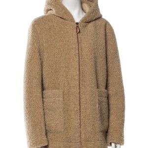 Sandro Camel Faux Fur Hooded Jacket